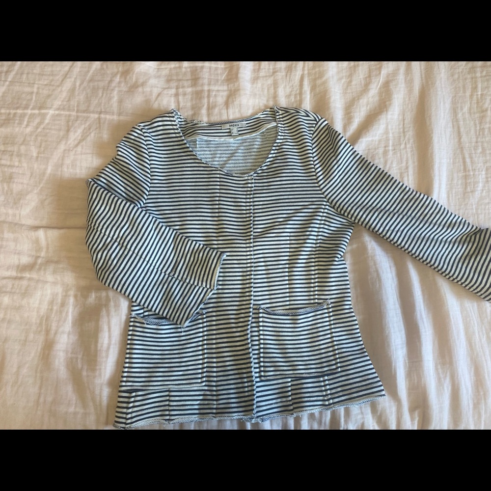 Navy & White striped knit jacket
